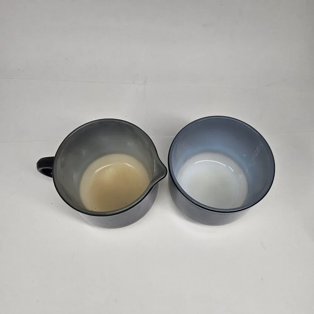 Anchor Hocking Creamer & Sugar Bowl Brown Milk Glass Vintage